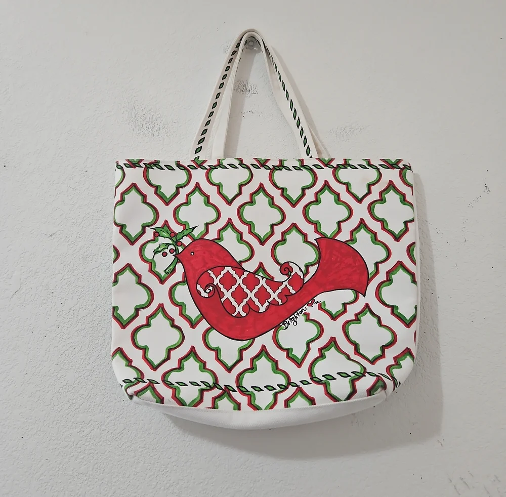 Brighton Love & Joy Holiday Shopping Canvas Tote Bag.